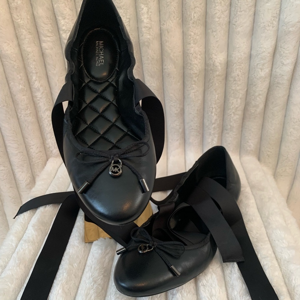 Michael Kors Black Ribbon Ballet Flats